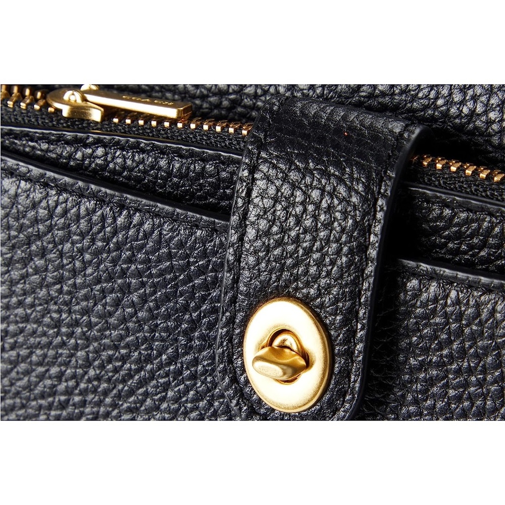 Coach Pebbled Leather Black Crossbody Wristlet - Picture 14 of 14